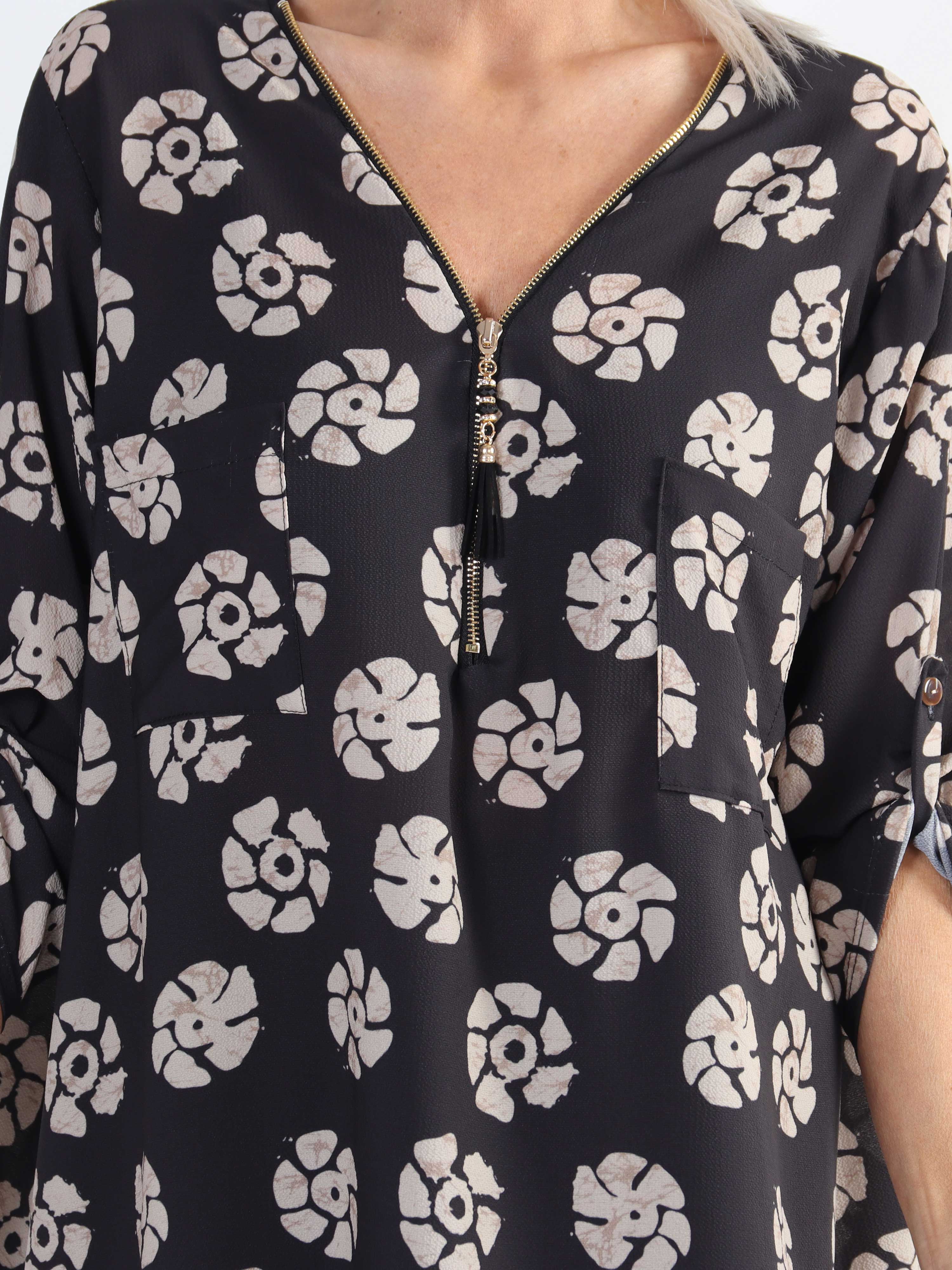 Claudia Print Dress - Plus size tunikakjole med print og lynlås